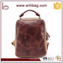 Casual Leather Backpack Bag For Teenager Vintage Canvas Backpack